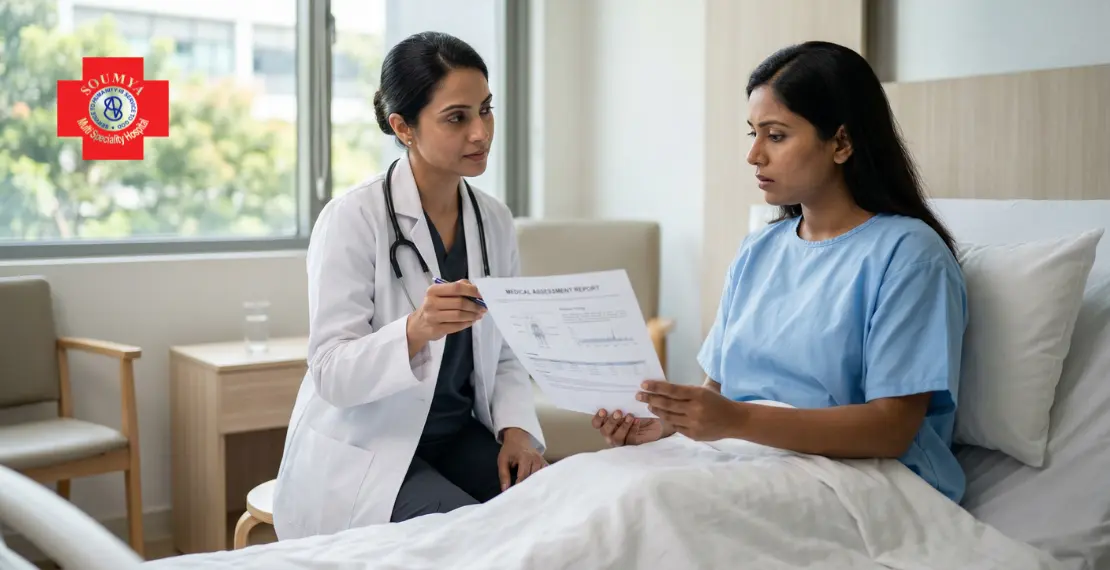 doctor explaining hysterectomy recovery to patient