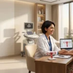 Indian gynecologist consulting woman about vaginal hysterectomy treatment in Hyderabad